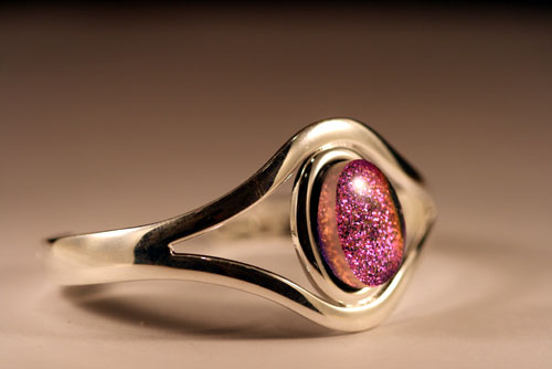 Pink irridescent dichroic bangle