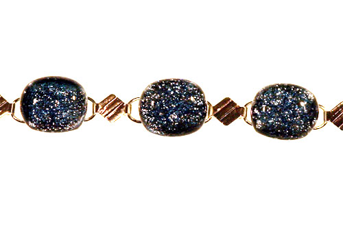 Silver-blue dichroic link bracelet