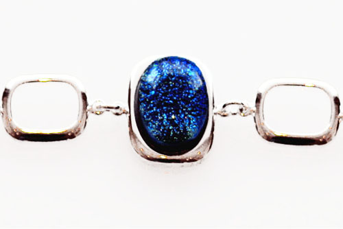 Blue dichroic link bracelet