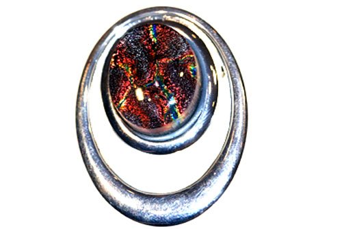 Burnt orange dichroic brooch
