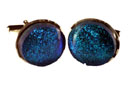 Irridescent blue diamond cut Cufflinks
