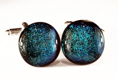 Blue cufflinks set on a standard mount