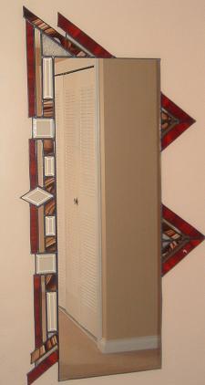 This full length mirror shows the effects that can be achieved. An existing mirror is enhanced with a unique design to achieve a striking effect.