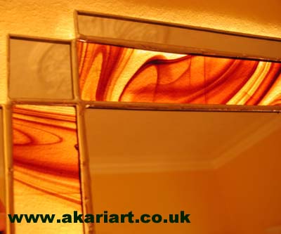 A detailed close-up of the mirror